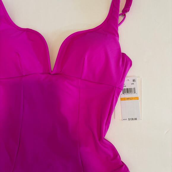 Becca by Rebecca Virtue Swimsuit Size Small One Piece l Bow Vivid Pink NWT $138 - Picture 10 of 11
